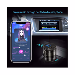 Car Bluetooth FM Transmitter Modulator 3.1A Dual USB Ports Car Charger Adapter MP3 Player Wireless Audio Receiver Handfree - Black