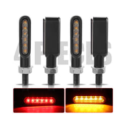 Aluminium Motorcylce LED Turn Signal Lights Amber Flowing Turn signal lamp DRL clignotants moto led For Honda Suzuki Kawasaki - 4pcs Amber Red