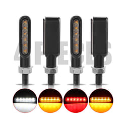 Aluminium Motorcylce LED Turn Signal Lights Amber Flowing Turn signal lamp DRL clignotants moto led For Honda Suzuki Kawasaki - 2x Red and 2x White