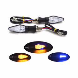 1PC Universal 12LED Amber+Blue Double Color Motorcycle Turn Signal Indicator Light Blinker For Motorcycle Motorbike Off