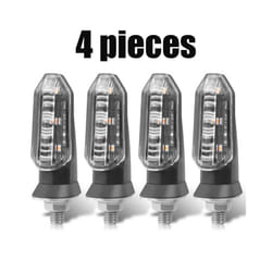 8mm Mini Motorcycle LED Turn Signal Lights Amber Flashing Light Blinker Turn Signal lamp 12V Moto Indicator Lamp Accessories - 4x transparent shell