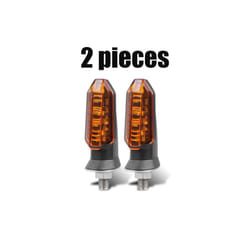 8mm Mini Motorcycle LED Turn Signal Lights Amber Flashing Light Blinker Turn Signal lamp 12V Moto Indicator Lamp Accessories - 2x Yellow shell