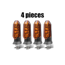 8mm Mini Motorcycle LED Turn Signal Lights Amber Flashing Light Blinker Turn Signal lamp 12V Moto Indicator Lamp Accessories - 4x Yellow shell