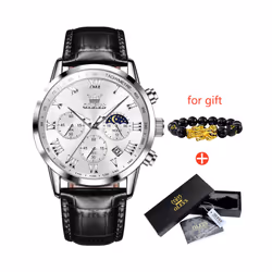 Men's Watches Brown Leather Classic Analog Quartz Watch for Man 3ATM Waterproof Wrist Watch Multifunction Chronograph - HPBB