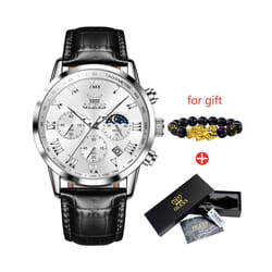 Men's Watches Brown Leather Classic Analog Quartz Watch for Man 3ATM Waterproof Wrist Watch Multifunction Chronograph - HPBB