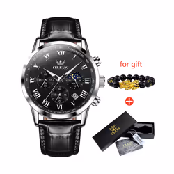 Men's Watches Brown Leather Classic Analog Quartz Watch for Man 3ATM Waterproof Wrist Watch Multifunction Chronograph - HPBH