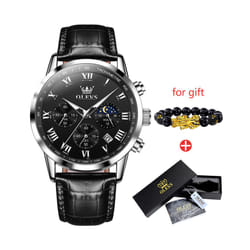 Men's Watches Brown Leather Classic Analog Quartz Watch for Man 3ATM Waterproof Wrist Watch Multifunction Chronograph - HPBH