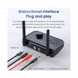 2 In 1 Bluetooth 5.3 Audio Receiver Transmitter 3.5mm Aux Jack RCA Stereo Music Wireless Adapter Dongle for TV Car PC Headphones - Black