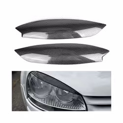 For VW GOLF 5 MK5 Volkswagen Golf5 2005-2007 Car Headlights Eyebrow Eyelids Cover Carbon Fiber Sticker Decorative Accessories - Carbon Look
