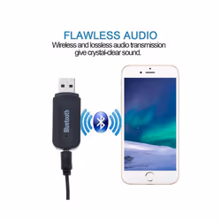 USB Bluetooth Receiver Speaker Connector Music Audio Wireless Adapter for 3.5mm AUX Jack for USB Dongle Car Android Mobile - WHITE