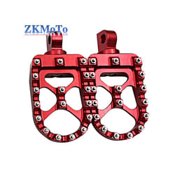 Golden MX Offroad Foot Pegs Motorcycle Wide Fat Footrests Bobber Chopper For Harley Dyna Fatboy Wide Glide Sportster Iron - Red