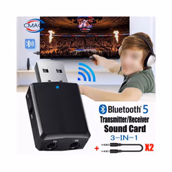 Wireless Audio Transmitter Receiver 3 In 1 Adapter With 3.5mm Cable For Car TV Headset Speaker Aux Bluetooth Compatible