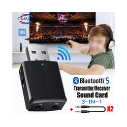 Wireless Audio Transmitter Receiver 3 In 1 Adapter With 3.5mm Cable For Car TV Headset Speaker Aux Bluetooth Compatible