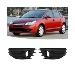 1 Pair Front Bumper Fog Light Grille Black Fog Lamp Cover Trim Replacement for Citroen C4 2004 2005 2006 2007 2008