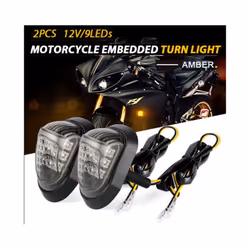 2x Motorcycle Flush Mount Turn Signals Amber 9 LED Indicators Lights Universal