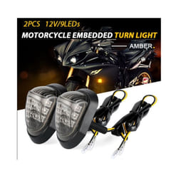 2x Motorcycle Flush Mount Turn Signals Amber 9 LED Indicators Lights Universal