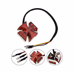 1x Motorcycle Choppers Dirt Bike Maltese Cross Red LED Rear License Plate Tail Light 50*50 Mm Car Accessories