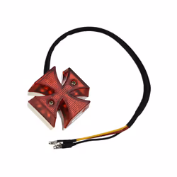 1x Motorcycle Choppers Dirt Bike Maltese Cross Red LED Rear License Plate Tail Light 50*50 Mm Car Accessories