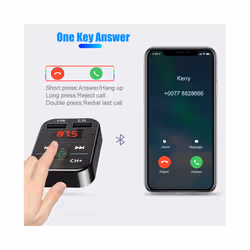 Bluetooth 5.0 FM Transmitter Car Wireless Adapter Mic Audio Receiver Auto MP3 Player 2.1A Dual USB Fast Car Charger Accessories - Silver
