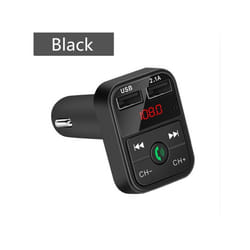 Bluetooth 5.0 FM Transmitter Car Wireless Adapter Mic Audio Receiver Auto MP3 Player 2.1A Dual USB Fast Car Charger Accessories - Black