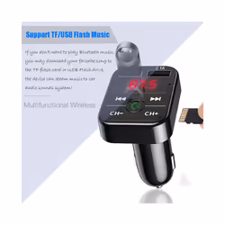 Bluetooth 5.0 FM Transmitter Car Wireless Adapter Mic Audio Receiver Auto MP3 Player 2.1A Dual USB Fast Car Charger Accessories - Black