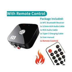 T68 Bluetooth 5.3 Audio Receiver NFC 3.5mm AUX RCA Stereo Wireless Adapter USB U-Disk HIFI Lossless Music For Car Kit Speaker - With Remote Control