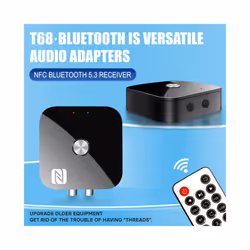 T68 Bluetooth 5.3 Audio Receiver NFC 3.5mm AUX RCA Stereo Wireless Adapter USB U-Disk HIFI Lossless Music For Car Kit Speaker - With Remote Control