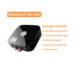 T68 Bluetooth 5.3 Audio Receiver NFC 3.5mm AUX RCA Stereo Wireless Adapter USB U-Disk HIFI Lossless Music For Car Kit Speaker - Standard Version