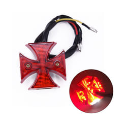 High Quality Motorcycle Choppers Dirt Bike Maltese Cross LED Rear License Plate Tail Light Red Motorbike Signal Light