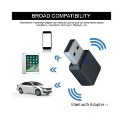 Bluetooth-compatible 5.1 Audio Receiver Dual Output AUX USB Stereo Car Hands-free Call Built-in Microphone Mic Wireless