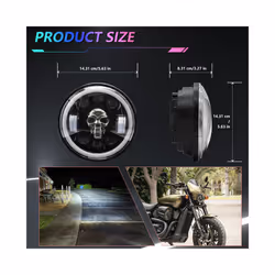 5.75 inch Motorcycle LED Headlight Skull Pattern LED Headlight with High/Low Beam Turn Signal DRL and Colorful Angle Eye