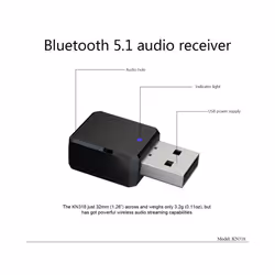 Bluetooth-compatible 5.1 Audio Receiver Dual Output AUX USB Stereo Car Hands-free Call Built-in Microphone Mic Wireless