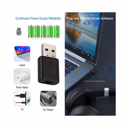 USB Bluetooth 5.0 Receiver Wireless Bluetooth Adapter 3.5mm AUX Jack for PC Car Music AUX Stereo Audio Adapter for TV Eraphones