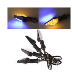 1PC Universal 12LED Amber+Blue Double Color Motorcycle Turn Signal Indicator Light Blinker For Motorcycle Motorbike Off