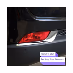 1PAIR Car Chrome Rear Fog Lamps Lamp Cover Back Fog Lights Light Trim Sticker for Jeep New Compass 2017 2018 Accessories