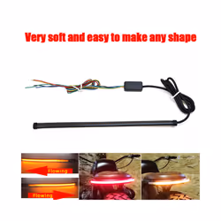 30CM Motorcycle Red Amber Flowing LED Light Strip DC 12-24V 8000k Motorcycle LED Tail Brake Turn Signal Lights
