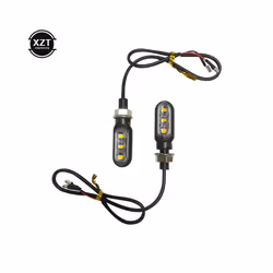 2PCS Universal 12V 3Led Mini Motorcycle LED Turn Signal Lamp Flash Indicator Lights Amber Running Light