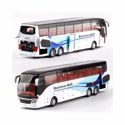 1:32 High Quality Alloy Business Bus Model Metal Diecasts Simulation Luxury Double Sightseeing Bus Pull - B