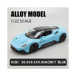 Large 1/22 Maserati MC20 Sport Car Alloy Model Car Diecast Metal Scale Collection Vehicle Model Sound - Sky blue