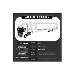 1:50 Simulation Alloy Diecast Large Truck Head Model Container Toy Pull Back Sound Light Engineering - White Flatbed Truck