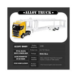 1:50 Simulation Alloy Diecast Large Truck Head Model Container Toy Pull Back Sound Light Engineering - Yellow Flatbed Truck