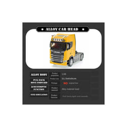1:50 Simulation Alloy Diecast Large Truck Head Model Container Toy Pull Back Sound Light Engineering - Yellow Truck Head