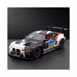 1:24 BMW M4 GT3 Alloy Sports Car Model Diecast Metal Toy Car Vehicles Model Simulation Sound and Light - M4 GT3 Gray
