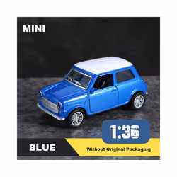 1:36 Alloy Vintage Diecast Car Model FIAT MINI Classic Pull Back Car Model Miniature Vehicle Replica - M-Blue