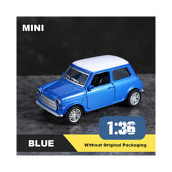 1:36 Alloy Vintage Diecast Car Model FIAT MINI Classic Pull Back Car Model Miniature Vehicle Replica - M-Blue