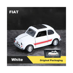 1:36 Alloy Vintage Diecast Car Model FIAT MINI Classic Pull Back Car Model Miniature Vehicle Replica - F-White-B