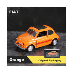1:36 Alloy Vintage Diecast Car Model FIAT MINI Classic Pull Back Car Model Miniature Vehicle Replica - F-Orange-B