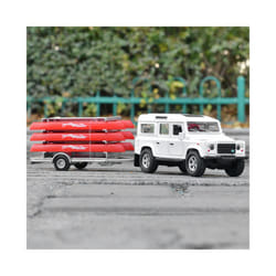 1/32 Alloy Truck Transport Car Vehicles Model Diecasts Toy Travel Touring Car Yacht Trailer Car Model - White