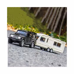 1/32 Alloy Truck Transport Car Vehicles Model Diecasts Toy Travel Touring Car Yacht Trailer Car Model - White