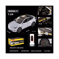1:24 Simulation for Tesla MODEL Y SUV Alloy Cars Toy Diecasts Vehicles Metal Model Car Decoration for - Gray